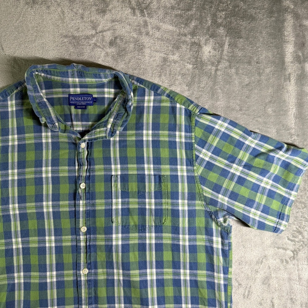 Pendleton Cotton Plaid Short Sleeve Button Up Casual Shirt XL